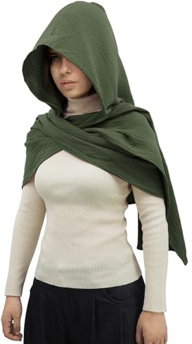 DigiTizerArt Mittelalterliches Leinen Baumwolle Kapuzenschal Vintage Goth Cape Kostüm Accessoire Multifunktionale Mode Schal Schal Kapuzenschal Kutte Für Männer Frauen