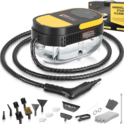 Gautye Steam Cleaner, 3-Level Adjustable Handle, 15s Heat-Up, 1.6L Tank, Portable Steam Cleaner Handheld with 16 pcs Accessories, Steamer Cleaning for Floor, Bathroom, Kitchen, Window, Car, Curtains