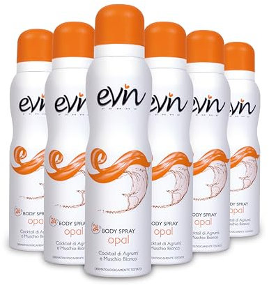EVIN FEMME | Deodorante Donna Spray Opal, Fragranza Cocktail di Agrumi e Muschio Bianco, Formula Attiva 24h, Dermatologicamente Testato, 6x150ml