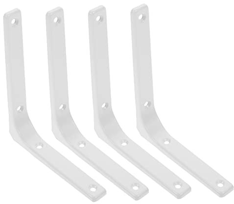 Operitacx 4 Pezzi supporto per rack a muro mensola acciaio inox mensola bianca da muro staffe a muro per mensole parete scaffali supporto fissaggio mensole accessori per mensole a muro
