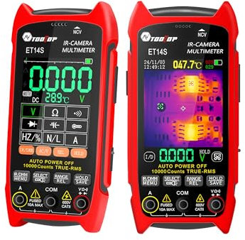 TOOLTOP ET14S 2.8 inch 2 in 1 Thermal Imager AC/DC Current Voltage Multimeter ISR 240x240 IR Camera with Macro Lens for PCB Heat detect Pipeline Heating Electronic Inspect(ET14S +Macro Lens)