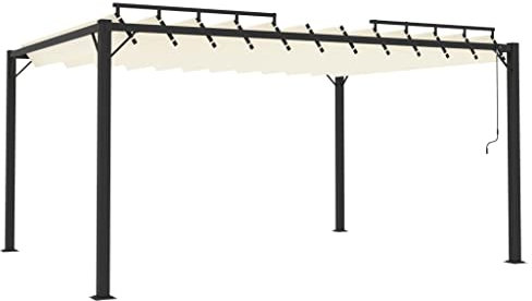 Pergola mit Lamellendach 3x4 m | Aluminium & 100% Polyester Stoff | Perfekte Terrassenabdeckung | Wetterfest & Langlebig | Ideal für Garten und Außenbereich