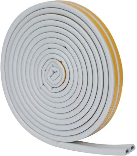 Wuyangcun Bande d'étanchéité en mousse de type D - 2000 cm - Pour porte et fenêtre - Ruban isolant acoustique - 9 x 6 mm - Gris