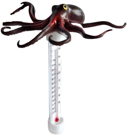 Schwimmende Pool Thermometer, lustiger Oktopus Schwimmendes Wasserthermometer, Bruchsicheres Schwimmbadthermometer mit Seil, für Swimmingpool, Spas, Aquarien, Fischteiche