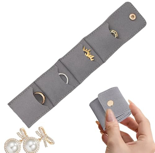 Générique Portaanelli da viaggio, custodia elegante pieghevole con scomparto per orecchini, anello da viaggio, con fibbia per orecchini, anello da donna, uomo e giovane anziano e professionale