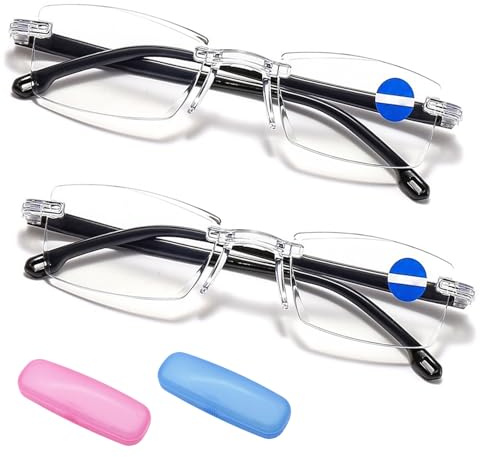 BENBENGO Intelligente Zoom Brille Automatische Fokuseinstellung,2 Stück Intelligente Brille,Autozoom Lesebrille,Lesebrille mit Automatischem Zoom,Anti Blaulicht Lesehilfe,für Nah und Fernsicht