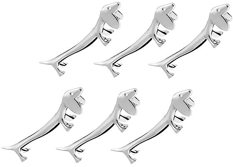 DECOMELODY 6piezas Reposacables De Metal Formato Cachorro Color Plateado Soporte para Palillos para Comida Organizador De Cubiertos para Mesa De Comedor