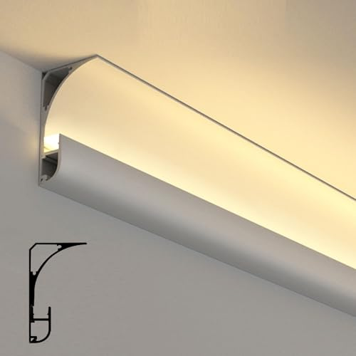 Ceiling Coving Moulding LED Channel Profile for Indirect Lighting, Decorative Cornice Diffuser