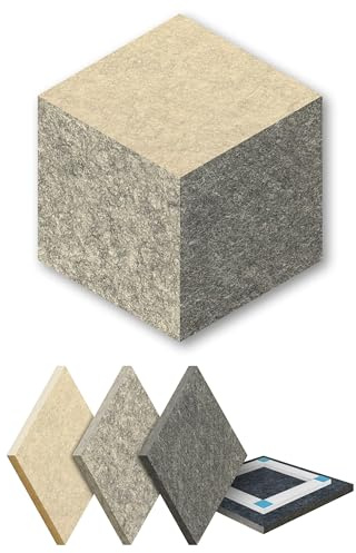 SONOPADS Akustikpaneele Wandbild Akustikmodule – 3D-Schallabsorber selbstklebend – 54,2 x 62,6 cm – Set aus Wandpaneelen in Beige – Modulares Design Made in Germany – ÖKO-TEX – Art Series Model 211