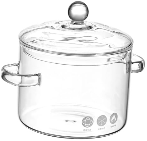 Toyvian Pentola Per Stufati in Vetro Borosilicato Da Coperchio Pentola Per Microonde Doppio Manico Per Uso Domestico e Preparazione Di Zuppe e Pasta