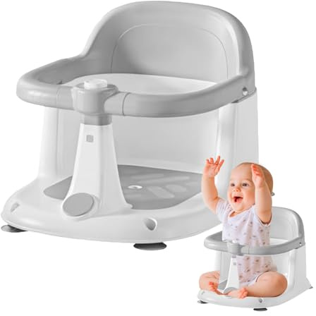 Babybadsits – Halkfri SmåbarnBațh-stödsits med Quick-Drain Design | Sit & Recline spädbarnsbadstol för spädbarn 1–3 år, badkar, badrum, camping och vattenlek
