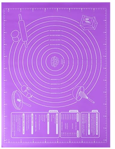 FELTECHELECTR Tappetino da Forno in Silicone 60x46 Cm Antiscivolo per Impastare e Stendere Pasta con Misure, Tappetino Multifunzione per Pasticceria e Cottura, Accessorio Cucina Riutilizzabile