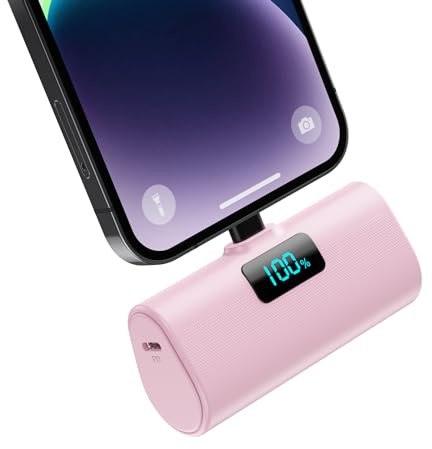 Mini Batterie Externe pour iPhone 5200mAh, Power Bank 20W PD Charge Rapide Chargeur Externe avec Écran LCD, Petit Batterie Portable Compatible avec iPohone 14/13/12/11/XR/X/8/SE