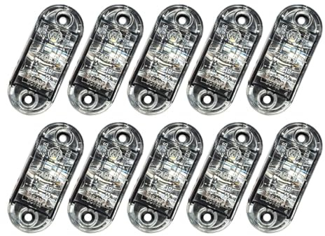 Catekro 10 stk. Begrenzungsleuchten Anhänger mit 2 Licht 12V-24V (Weiß) | Positionsleuchten Anhänger Zubehör 3000K Wasserdicht Seitenmarkierungsleuchten für LKW PKW Wohnmobil Wohnwagen Umrissleuchte