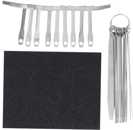 TOYANDONA Kit de Reparación de Guitarra 19 Piezas Medidores de Radio de Cuerdas, Limas de Mantenimiento y Papel de Lija Negro para Guitarra Eléctrica, Acústica, Herramientas Profesionales