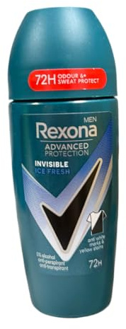 Rexona Men Invisible Ice Roll-On Desodorante para hombre, Fresh Clean Scent, Desodorante Líquido Roll-On Everyday Personal Care, Multipack de 6 Bottles, 50 ml Paquete de 6