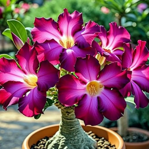 Brillantes Wüstenrose-Rhizom, Winterhart Mehrjährig, Pflegeleicht, Kein Gießen erforderlich, Schnell-Wachsend, Atemberaubende Gartendekoration-1 Rhizom-G