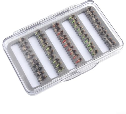 Juego de anzuelos de pesca para pesca con mosca, perfecto para cebar moscas secas y húmedas, fiable y funcional (A)