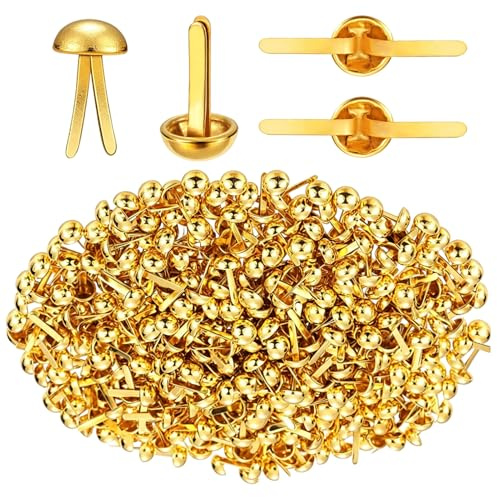 SRLWMYI Musterbeutelklammern 150 Stück Musterklammern Metall Rundkopfklammern Gold Briefklammern Verschlussklammern für Basteln Schule Büro Scrapbooking DIY Papier Handwerk