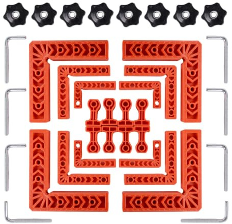12 PCS 90 Degree Positioning Squares with 8 Clamps, ABS Right Angle Clamp Set for Woodworking, 4 x 6 Inch, 4 x 4 Inch and 4 x 3 Inch Corner Clamps for Cabinets, Boxes, Drawers and Frames