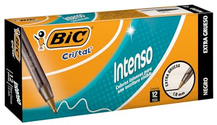 Cristal Ballpoint Stick Pen, Black Ink, Bold, Dozen