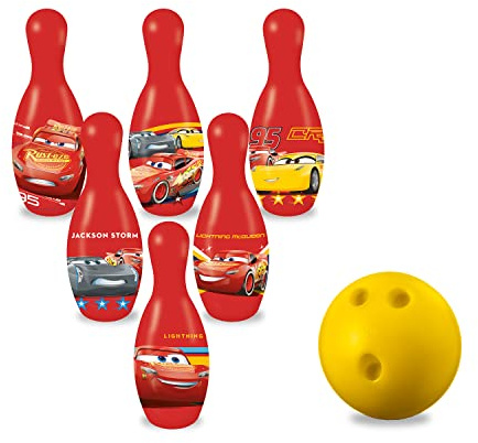 Mondo Toys - Set da Bowling Cars 3 per bambini - INCLUDE 1 palla e 6 Birilli tema Cars 3 - giocattoli di Sport - gioco per bambini 2 3 4 Anni, Multicolore, 18821