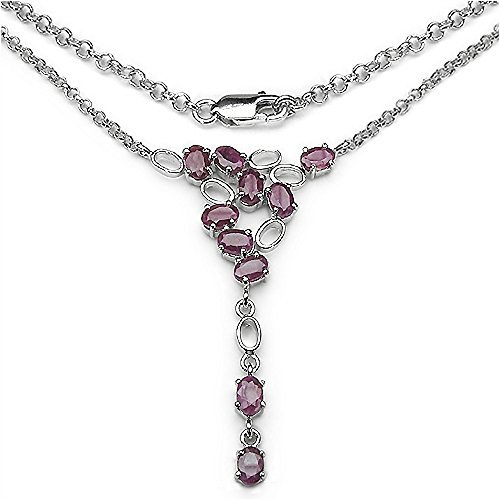 Schmuck-Schmidt-Edles Collier/Kette mit 10 ovalen Rubinen-925 Silber-Rhodiniert-6,50 Karat