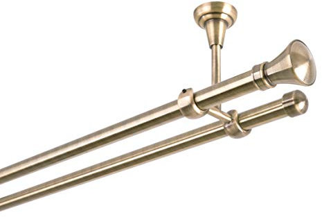 MDEKOR Gardinenstange 19 mm 2-Läufig Deckenbefestigung Antik-Gold Metall Neu (160)