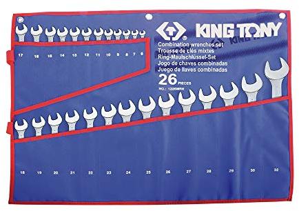 KING TONY 1226Mrn Jeu de 26 clés mixtes avec étui Tetoron 6-32 mm