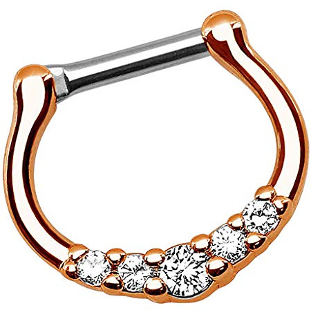 Piersando Universal Piercing Scharnier Clicker Ring Tribal mit Kristall Vintage Septum Tragus Helix Ohr Nase Lippe Brust Intim