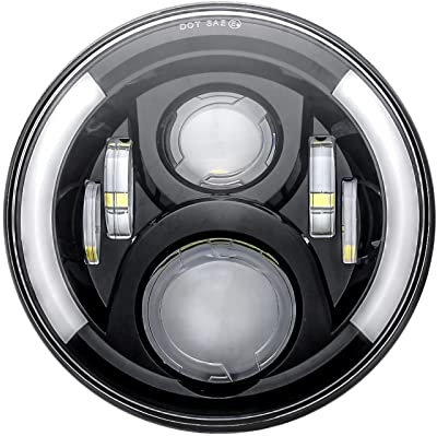 SKUNTUGUANG 7 Inch LED Headlight with DRL Turn Signal Light for Many Models of Motorcycles (Signal Headlight)