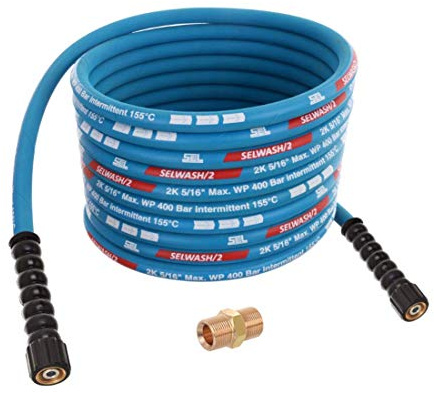 TECHKAR Hochdruckreiniger-Schlauchrohr – Kärcher Verlängerungsschlauch Ersatz – 400bar DN8 Profi M22x1,5 Hochdruckschlauch kompatibel mit Kärcher HD HDS – Blau – 10 m Schlauch
