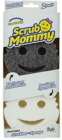 Scrub Daddy Scrub Mommy Cleaning Sponges - Dual Sided Non Scratch Sponge Scourers, Smiley Kitchen Sponges for Dishwashing & Bathroom, FlexTexture Dish Scrubber Sponge, Style Twin Pack