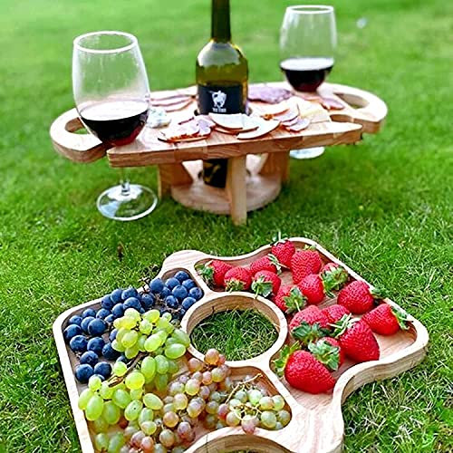 MNSSRN Tragbarer Weinregal Abnehmbarer Folding-Freizeittisch, kann 1 Flasche 2 Tassen halten, leicht zu montieren Weinregal-Wein-Flaschen-Rack-Glas-Trockengestell, Geschenke