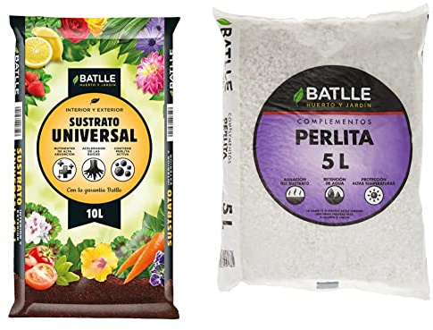 Sustrato Universal 10l. - Plantas de Interior y Exterior + - Sustrato Perlita 5 L, Color Blanco y Turquesa