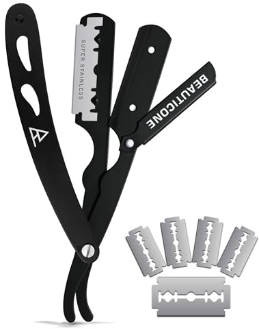 BEAUTICONE Straight Razors for Men, Straight Edge Razor, Single Blade, Stainless Steel, Barber Razor for Men's Shaving, Barber Shaving Knife, Swinglock