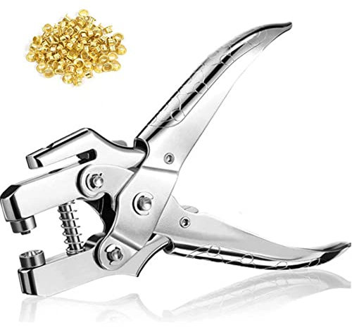 Pinza per occhielli, 1/5 pollici, con 50 occhielli (diametro interno 5 mm), per lavori fai da te, cinture, collari per cani, cinturini in carta, cintura in pelle, telone