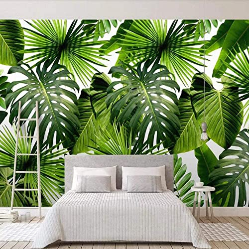 3D Plante De La Forêt Tropicale Feuille De Bananier Papier Peint Impression Murale Sticker Déco Murale Murales Intérieures Murale Amovible | Grand Papier Peint Auto-Adhésif, Pour Le Fond De Mur De Re