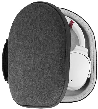 Geekria Shield Kopfhörer-Hülle für flache Over-Ear-Kopfhörer, Ersatz-Hartschalen-Reisetasche mit Kabelaufbewahrung, kompatibel mit Steelseries, B&W, Skullcandy Headsets (Grau)