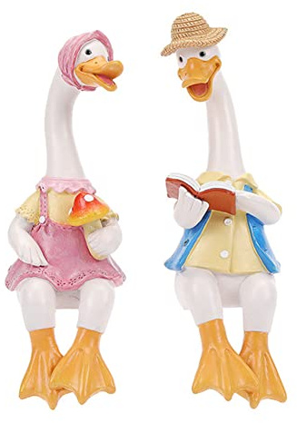 ACUYE Cartoon Huhn Garten Deko,Zwei Hühner Garten Figuren Deko,Paar Huhn Dekoration Set,Tolle Gartendeko für Draußen,Kantenhocker Figuren Deko