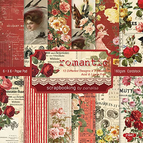 Scrapbook-Papierpackung, 15.2x15.2 cm, Frühlings-Scrapbooking, Vintage-Scrapbooking-Zubehör, 12 Designs, Retro-Blumenmuster, Scrapbooking, Dekoration (J-01)