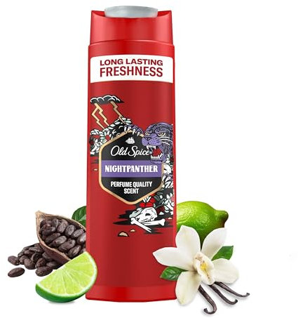 Old Spice Night Panther 3-in-1 Duschgel für Haar, Gesicht und Körper 400 ml, langanhaltende Frische, Duft von Parfumqualität, Tiefenreinigung