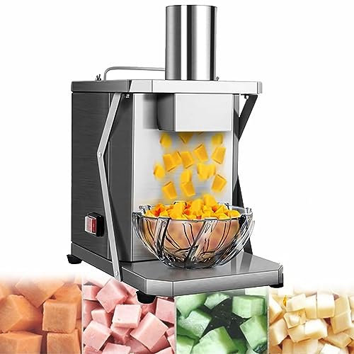 Oiyekntd Machine à découper Les légumes électrique 2 en 1, Hachoir à légumes Domestique Commercial, Machine à découper Automatique Les Pommes de Terre et Les oignons, Coupe en Cubes pour Carottes,8mm