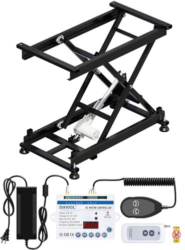 DIHOOL Electric Scissor Lift Table, 350Lbs Capacity, 7.68-26.77 Height Adjustable Lifting Platform, Super Quiet with Remote & WiFi Control, Obstruction Detection, AC/DC Power for Home/Industrial Use