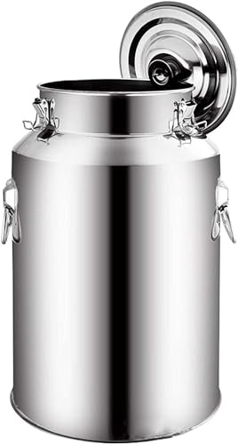 YWQJL 201Bidon De Lait en Acier Inoxydable, Bidon De Baratte à Lait Pot Seau à Vin Baril Seau à Eau Huile RéServoir à Thé avec Couvercle Scellé,pour Stocker des Liquides Et des Solides(24L)