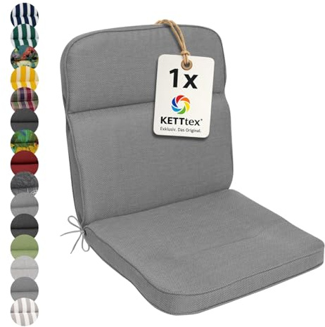 KETTtex EXKLUSIV Auflage Mittellehner grau I Gartenstuhl Polster 110x50x7cm I hochwertige & Pflegeleichte Sesselauflage I Wetter- & formbeständige Stuhlauflage I KTH3 Sitzauflage