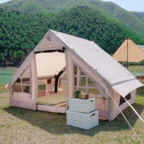Aufblasbares Campingzelt, Kabinenzelt für 3–4 Personen, Glamping-Zelte, einfach aufzubauende, wasserdichte Outdoor-Oxford-Zelte, aufblasbares Hauszelt, 4-Jahreszeiten-Luftzelt
