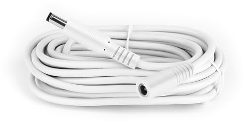 Security-01 5 m DC Power Verlängerungskabel, Stecker 5.5mm x 2.1mm, unterstützt DC 5V 6V 9V 12V 24V, für Sicherheitskameras, DVR, Router, Drucker, LED Strip, Weiß