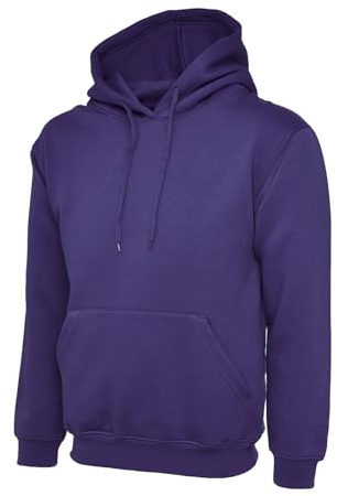Classic 300 GSM Hooded Sweatshirt Winter Wear | Heavy Cotton Polyester Blend | Brushed Fleece Hoodie with Kangaroo Pocket | XL | Purple