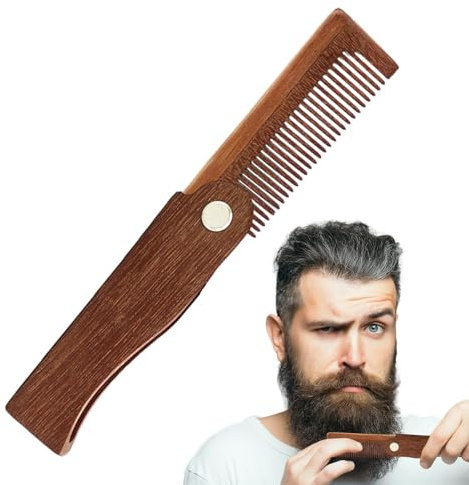 Bartkamm - Bartkamm aus für Männer, Antistatischer Bartkamm für Bart | Bartbürste aus hochwertigem Naturholz | Bartbürste für Männer | Bartkamm
